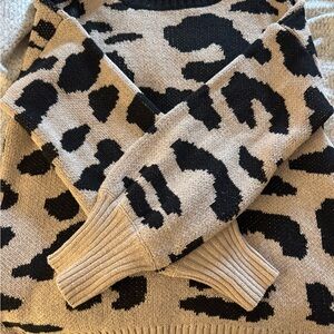 Leopard Print Sweater - Black and Tan